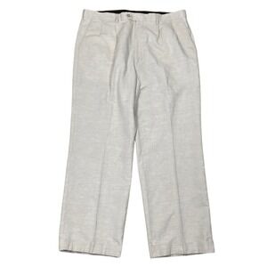 Vintage Daniel Gray Linen Blend Pants Mens 40x30 Pleated Cuffed Resortwear